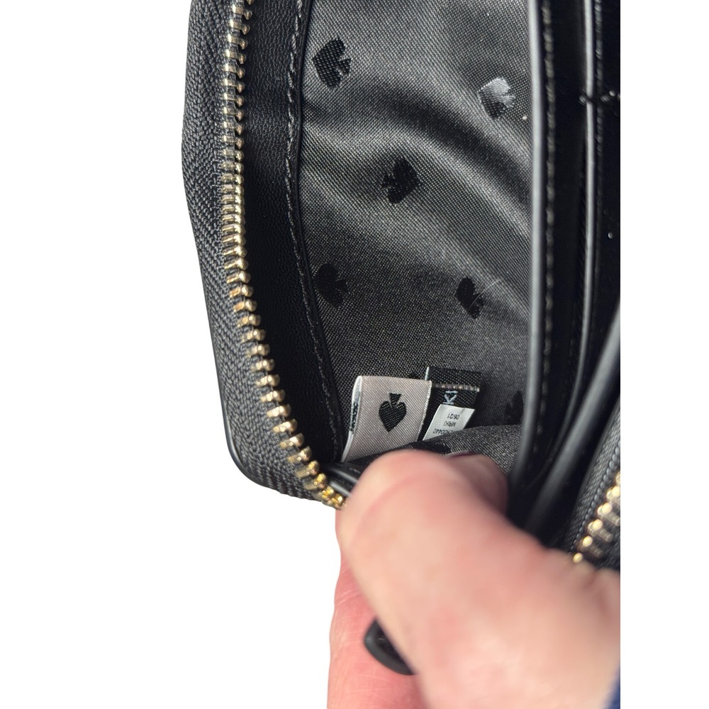 Kate Spade New York Zip‎ Around Wallet Gray Leather Accordion Interior - Picture 2 of 7